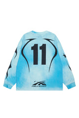No.11 badge blue long sleeved shirt