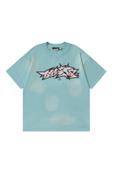 Dark style: cartoon text image, green shirt