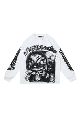 Letter printed white long sleeved shirt