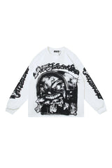 Letter printed white long sleeved shirt