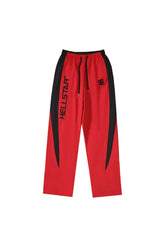 Hellstar Studios Embroidered Splicing Logo Sports Pants in Red