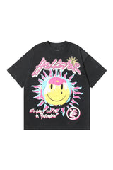 Dark Style: Pink Text Sun's Smile, Black Shirt
