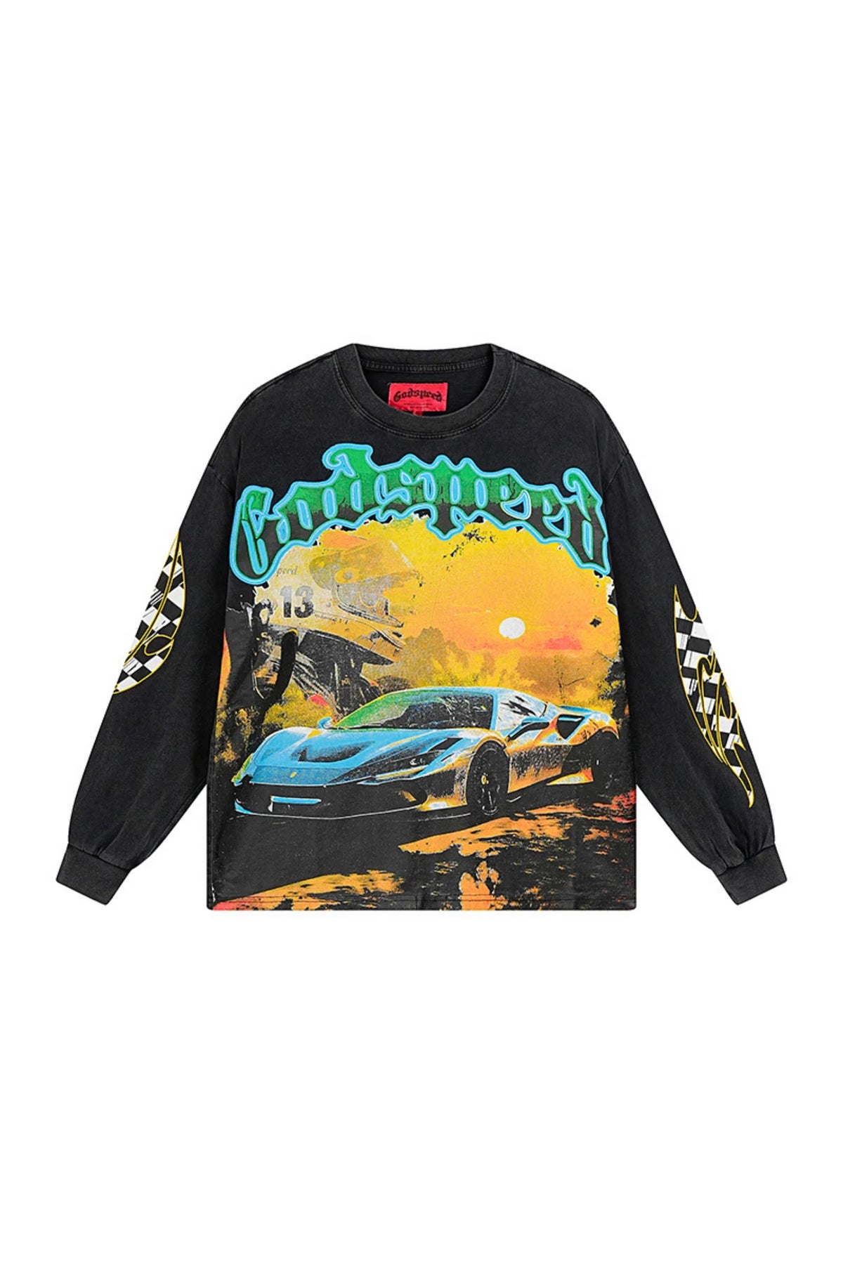 Sunset letter print: long sleeved shirt