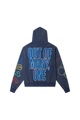 The victory of the skeleton team, blue hoodie