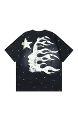 Dark Series: Spotted Letter Printed Black T-shirt