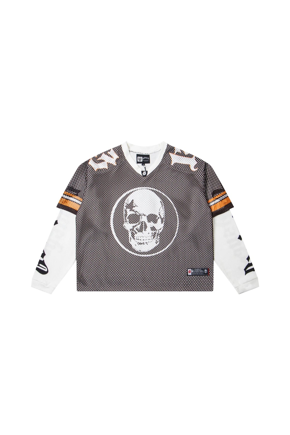 TD layered mesh  series brown/white orange shirt