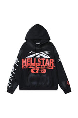 Black Hell Star Text Hoodie Hoodie