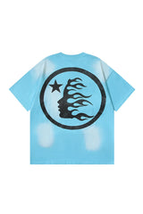 Dark Series: Side Face Goddess Printed Light Blue T-shirt