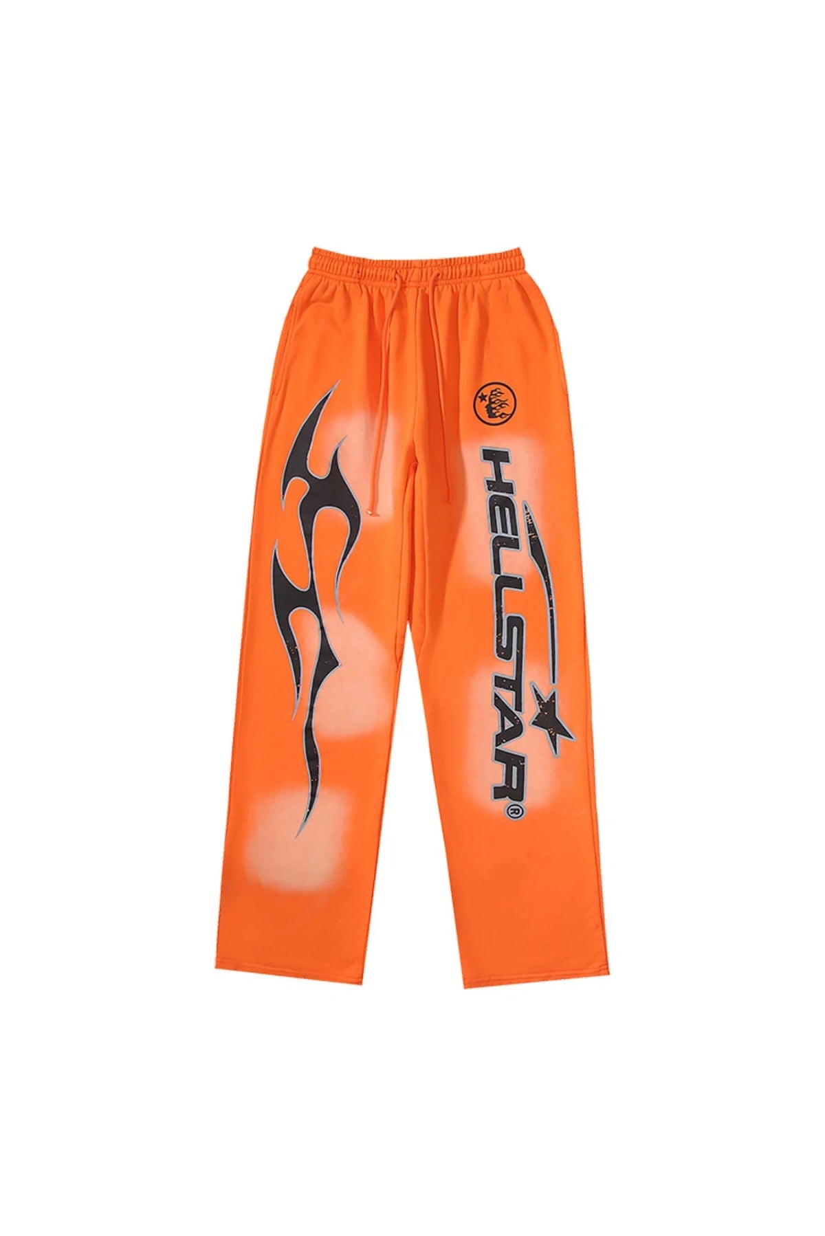 Hellstar Studios flame and logo casual sports pants orange