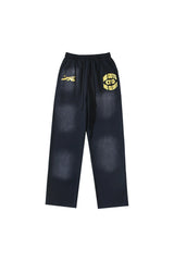 Hellstar Studios logo washed casual sports pants black