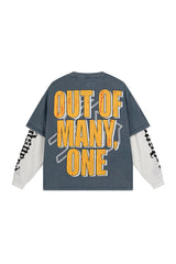 Future world color blocked long sleeved clothes