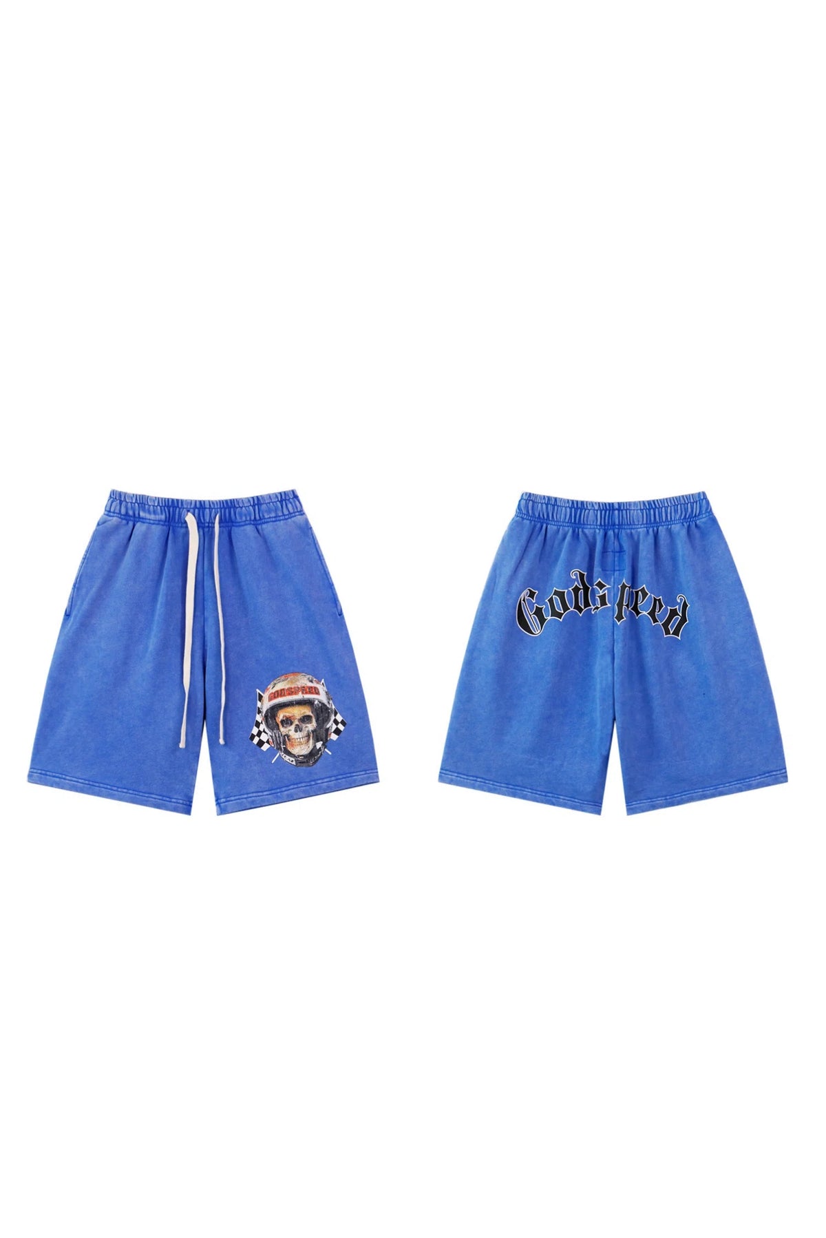 Skull racing blue shorts