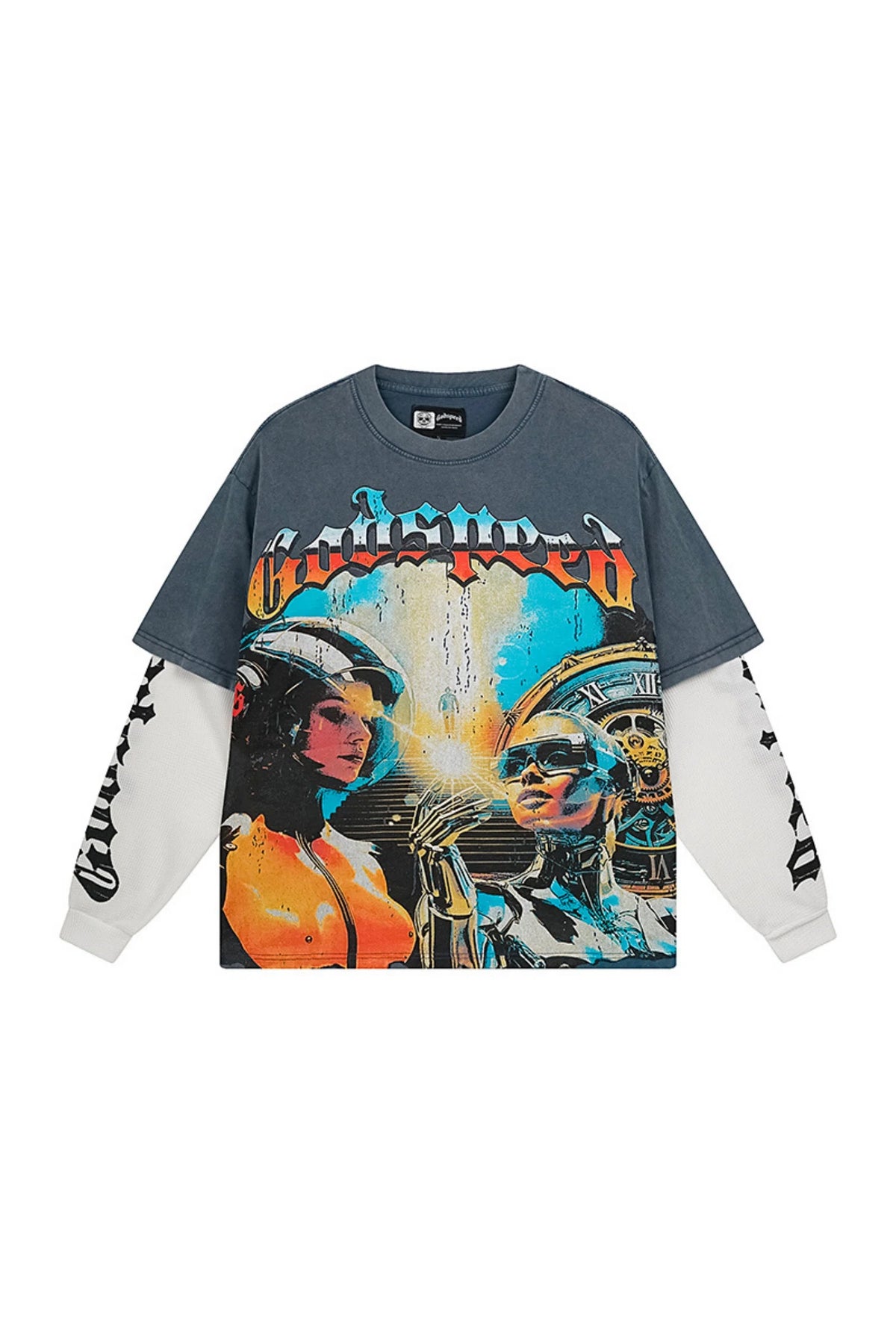 Future world color blocked long sleeved clothes