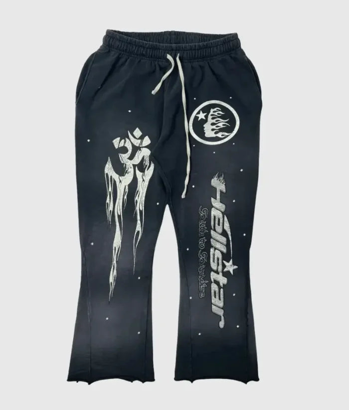 Hellstar Studios Racer Flare Black Sweatpants